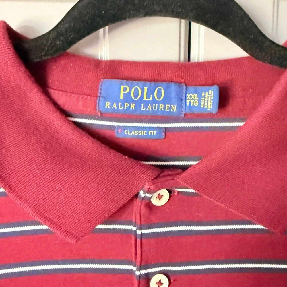 Polo Ralph Lauren Classic Fit Striped Soft Polo Shirt, Burgundy Navy, XXL